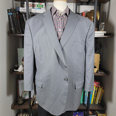 #ad Joseph Abboud Men#x27;s Sport Coat Blazer Two Button Gray Twill Wool Solid Size 54S $95.00
