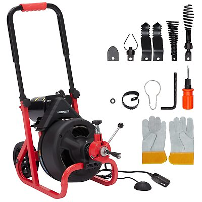 #ad #ad 100#x27; x 3 8quot; Drain Cleaner Electric Sewer Snake Cleaning Machine 6 Cutters $372.66