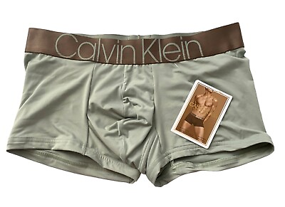 Calvin Klein ICON Logo Band Green Microfiber Low Rise Trunk Underwear NB2540 342 $16.99