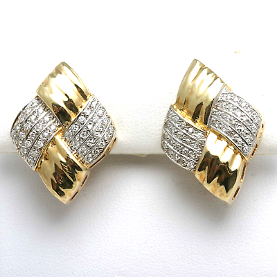 #ad Vintage 14k diamond rhombus earrings french back 0.85 carats 1980s Estate $2199.99