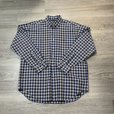 #ad Ralph Lauren Shirt Men L Long Sleeve Blake Fit Blue White Check Button Down $14.99