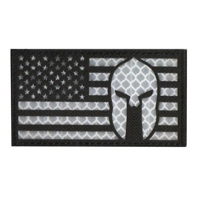 #ad Reflective Infrared IR US Flag Spartan Helmet Molon Labe Hook Loop Patch Badge $5.22