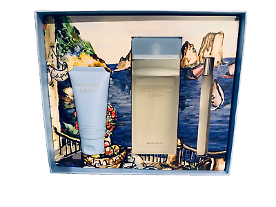 #ad NEW 3 Pc. Dolce amp; Gabbana Light Blue 3.3 oz Eau de Toilette Gift Set $100.00