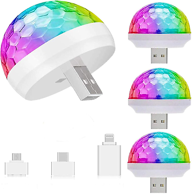 #ad USB Mini Disco Ball Party Lights Sound Activated DJ Stage Strobe Lights Portab $249.88
