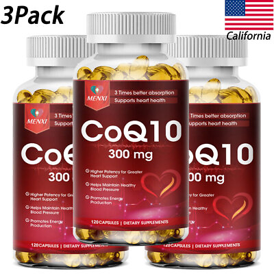 #ad 3PC Coenzyme Q 10 300mg Antioxidant Heart Health Support Increase Energy Stamina $25.99