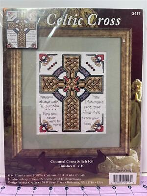 #ad DESIGN WORKS Counted Cross Stitch Kit CELTIC CROSS 8quot; x 10quot; $11.99