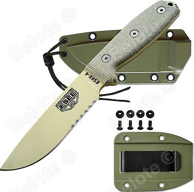 #ad ESEE Model 4 Desert Tan Blade Serrated Micarta With OD Green Molded Sheath 4S DT $118.51