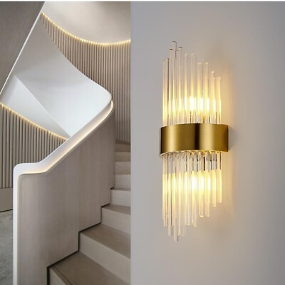 #ad WABON K9 Crystal Wall Sconce Modern Gold Wall Mount Light Bedroom Glass Wall... $69.19