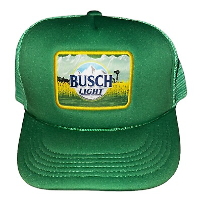 #ad Busch Light Beer FOR THE FARMERS Green Rope Hat CORN Vintage Style $25.99