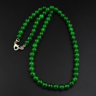 #ad 239 Cts Natural Single Strand Green Jade Round Shape Beaded Necklace JK 07E325 $37.50