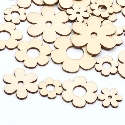 #ad Wooden Pieces Flower Shapes Hollow Style Design Use For DIY Making Art Scrapbook $16.14