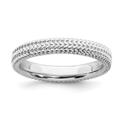 #ad Sterling Silver Stackable Expressions Rhodium Ring $24.50