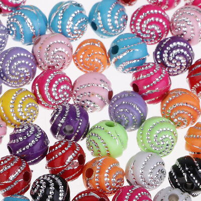 #ad 100pcs Assorted Color Resin Round Loose for Jewelry Making Beading 8mm $6.69