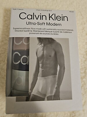#ad Calvin Klein 3 Pack Ultra Soft Modal Cotton Trunks Mens XL Underwear NEW $39.74