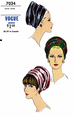 #ad Vogue #7034 Hat TURBAN Fabric Sewing Pattern Vintage 50#x27;s Alopecia Chemo Cancer $5.49