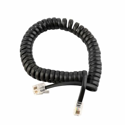 #ad Telephone Handset Cord 2M Modular Coiled Black Curly Cord RJ11 4P4C $7.69