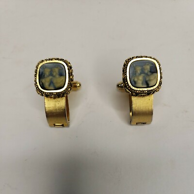 #ad VTG DANTE INCOLAY CAMEO CUFFLINKS MAN WOMAN LOVERS GOLD TONE $76.94