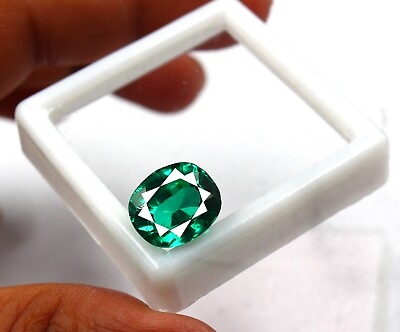 #ad 7.35 Ct Certified Oval Shape Zambia Natural Eye Clean Green Emerald Gemstone AKG $7.27