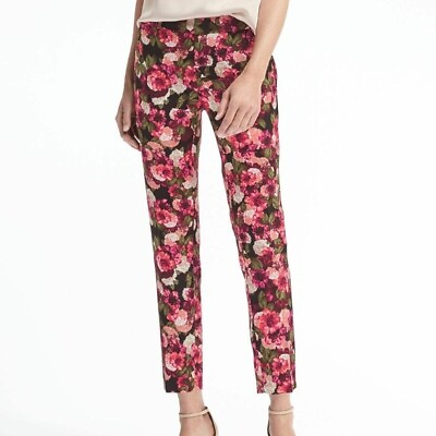 #ad Banana Republic Avery Pink Floral Ankle Pants Womens Size 4 Capri Trouser Fit $8.90