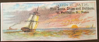 #ad Victorian vintage Trading Card John H. Bath fine boots Shoes amp; rubbers $8.40