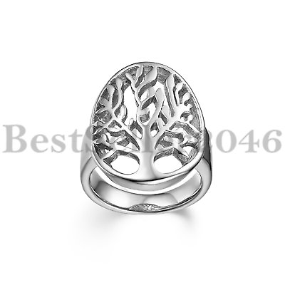 #ad Men Women Polished Hollow Tree of Life Stainless Steel Wedding Ring Size 5 12 $9.99
