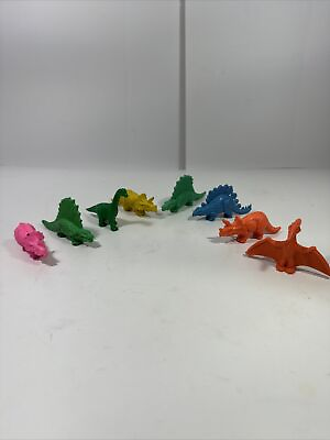 #ad Diener Dinosaur Vintage Novelty Eraser Lot Of 8 Toy 1980 Triceratops Stegosaurus $15.99