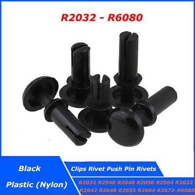 #ad Black Plastic Nylon Clips Rivets Push Pin Fastener Hole Dia. 2mm 3mm 4mm 5mm 6mm $2.95