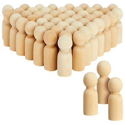 #ad 50 Pack Unfinished Wood Figurines Wooden Peg Dolls Family for DIY Crafts 2.4 In $16.99