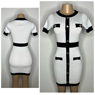 #ad NWT Size S M Elegant White and Black Bodycom Women Dress Stretchy Cocktail Dress $25.00