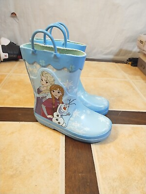 #ad Disney Frozen 2 Anna and Elsa Snowflake Rain Boot Size 9 $19.99