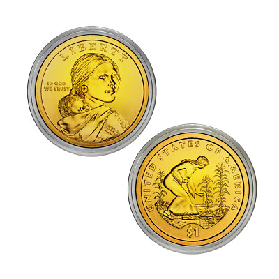 #ad 2009 Sacagawea Native American Dollar Gold Layered $2.95