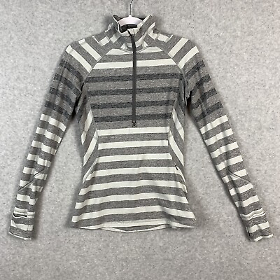 #ad Lululemon Race Your Pace Long Sleeve Top Womens Size 6 Striped 1 2 Zip GUC $33.99