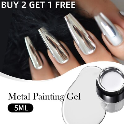 #ad BORN PRETTY Metallic Painting Nail Gel Polish Silver Mirror Glitter Maniküre Gel EUR 2.65