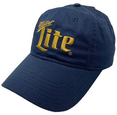 Miller Light Beer Men#x27;s Embroidered Logo Adjustable Hat Cap in Navy $19.99