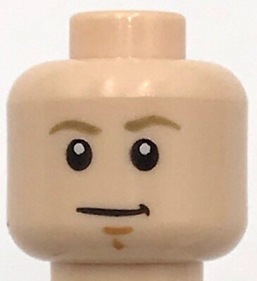 #ad Lego New Light Nougat Minifigure Head Dual Sided Dark Tan Eyebrows Chin Dimple $1.99