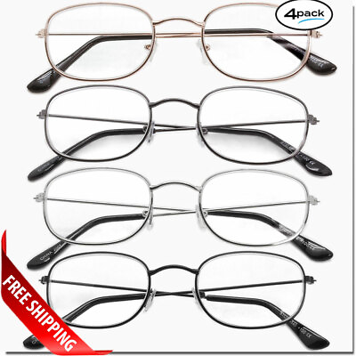 #ad READING GLASSES 4 Pair Metal Frame UNISEX CLASSIC STYLE LENS READERS ALL POWERS $7.95