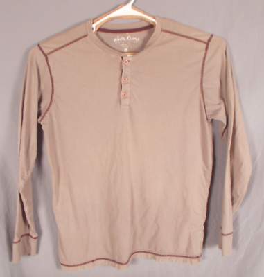 #ad North River Outfitters Mens L Henley Long Sleeve Soft Shirt Tan 100% Cotton $3.99