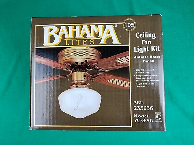 #ad New Vintage Bahama Lites Ceiling Fan Light Kit Brass Finish Model 233636 $24.95