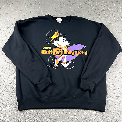 #ad Disney Sweater Mens Large Black 2020 Halloween Mickey Disney World Sweatshirt $18.82