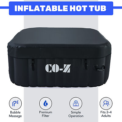 4 Person Inflatable Hot Tub Spa w Bubble Jets 5x5ft Blow Up Indoor Outdoor Sauna $378.87