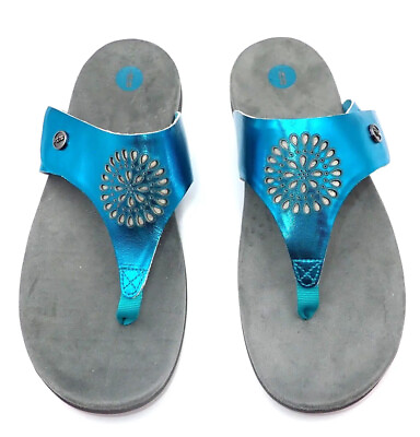 #ad Revitalign Womens Shiny Blue Gray Sandals Size 11 New Flip Flops $19.99