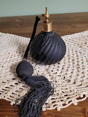 #ad vintage perfume atomizer black swirl bottle $25.00