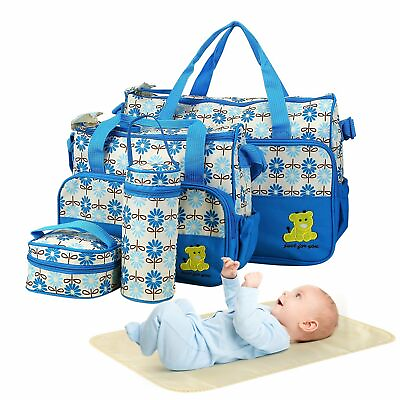 5PCS Diaper Bag Tote Set Baby Bags for Mom Mummy Diaper Bag with Changing Pad $27.80