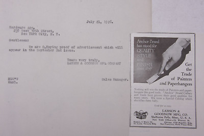 #ad 1926 Lamson Goodnow Hardware Age NYC Tear Out Paperhangers Ephemera P259K $8.95