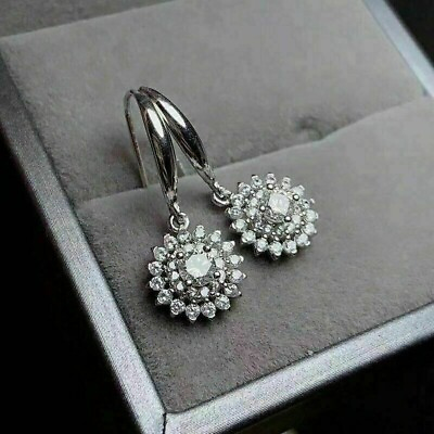 #ad 3Ct Round Cut Diamond Drop Dangle Flower Women#x27;s Earrings 14K White Gold Finish $94.99