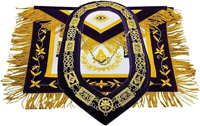 #ad Masonic Regalia Grand Lodge Master Mason Purple Handmade Apron with chain collar $119.99
