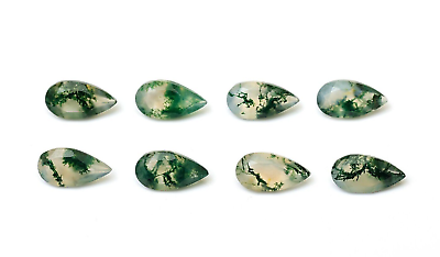 #ad Natural Moss Agate 7X5 mm Loose Faceted Pear Shape Calibrated Gemstone 8 Pcs Lot $45.99