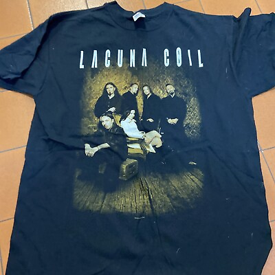 #ad Lacuna Coil Band Photo 2005 size L Black T Shirt Vintage Metal Band Tee $15.00