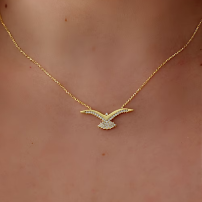 #ad 1Ct Round Cut Lab Created Diamond Eagle Shaped Pendant 14k Yellow Gold Plated $148.95