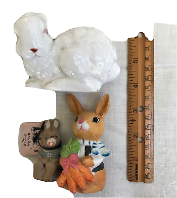 #ad 3 Vintage Rabbit Bunny Figurines $8.50